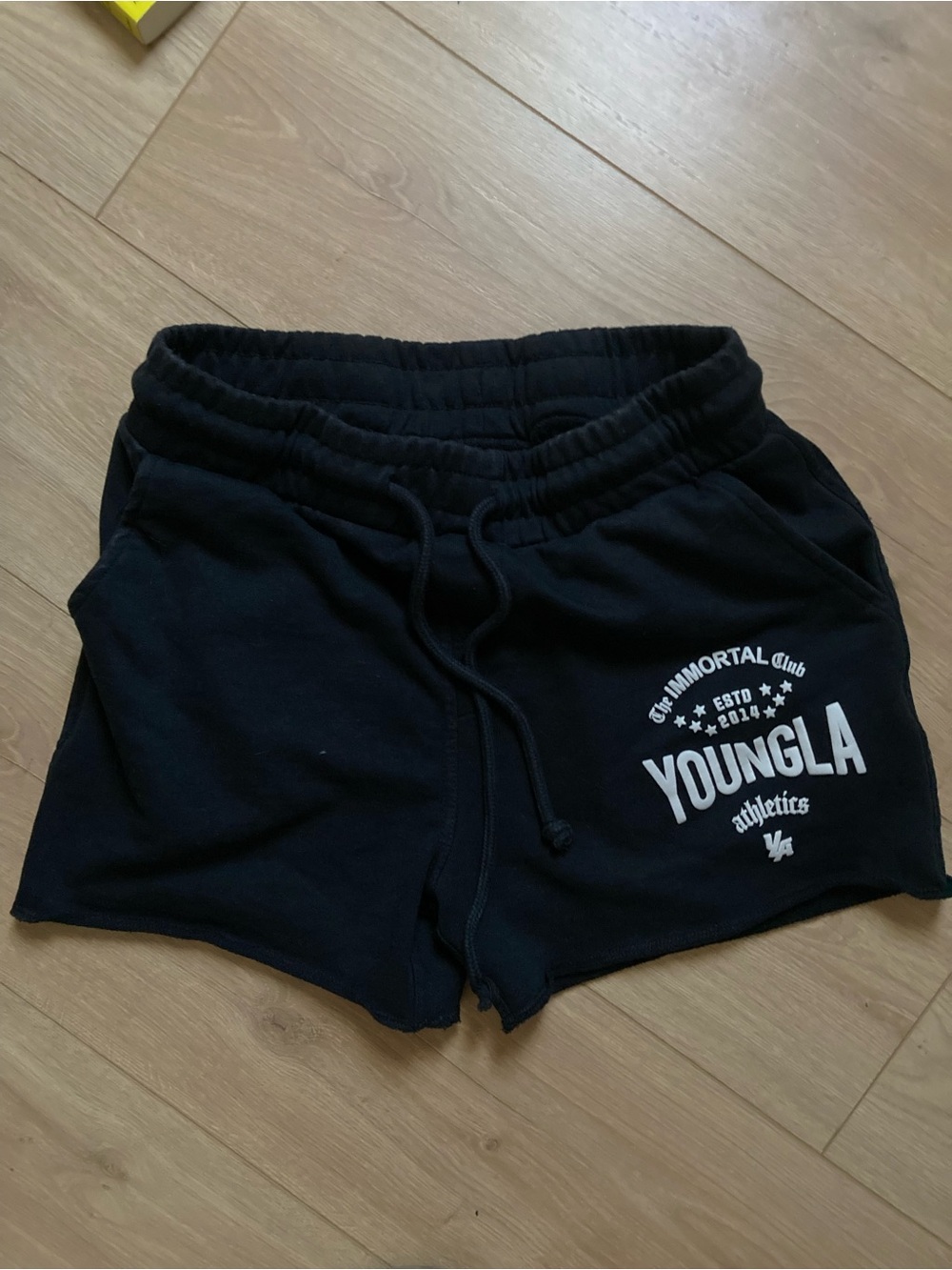 YoungLA Black Athletic Shorts with Drawstring Waist